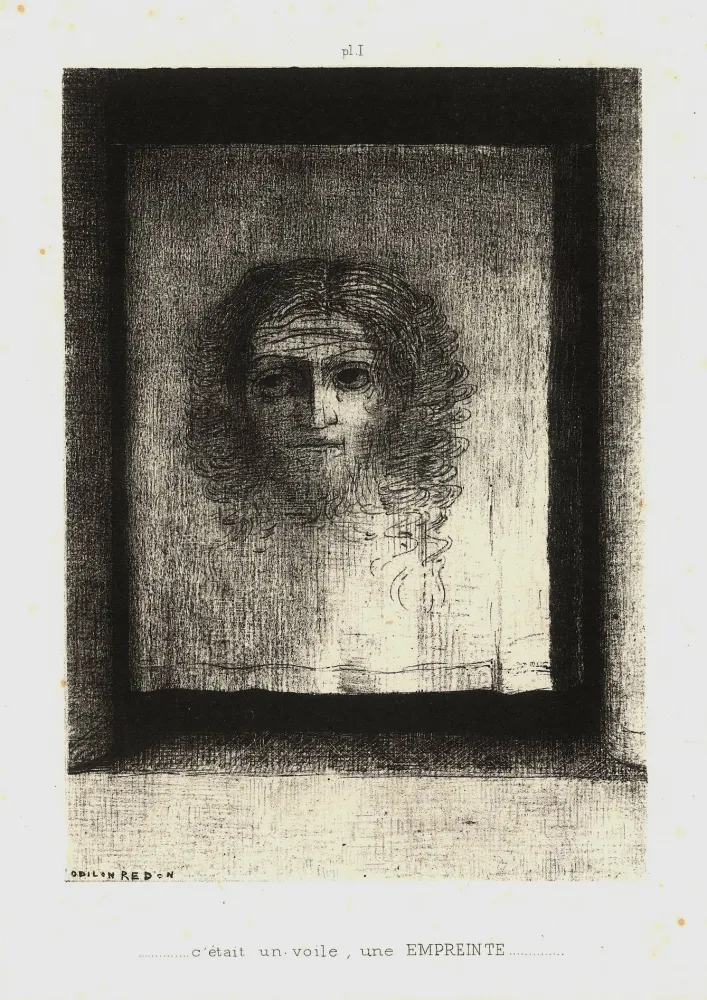 Lithograph Redon - C'était un voile, une empreinte