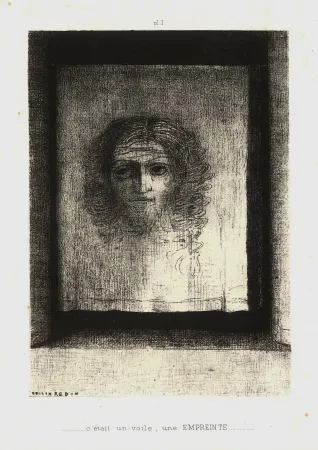 Lithograph Redon - C'était un voile, une empreinte