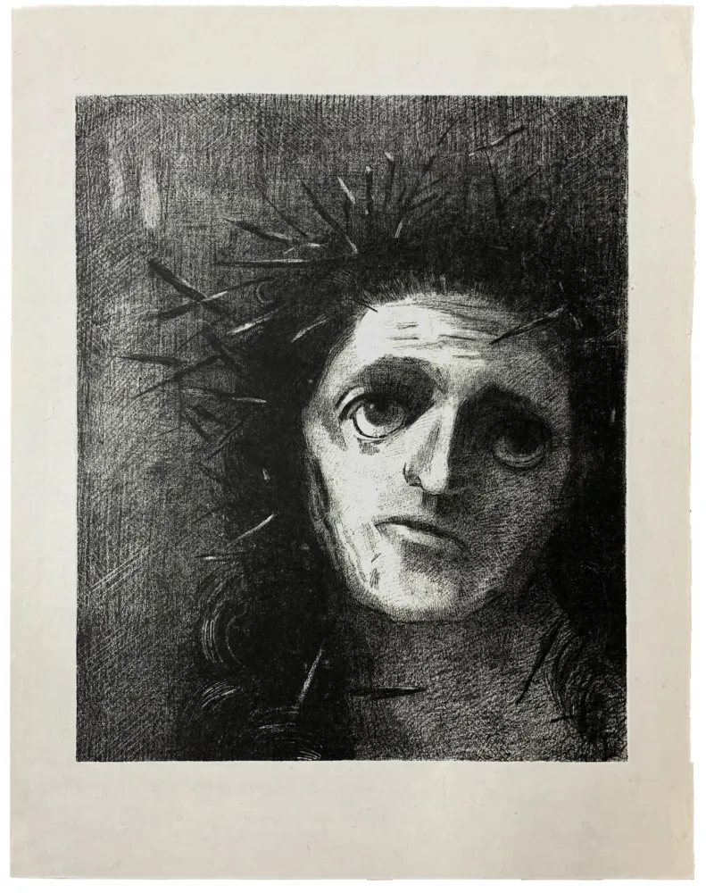 Lithograph Redon - Christ
