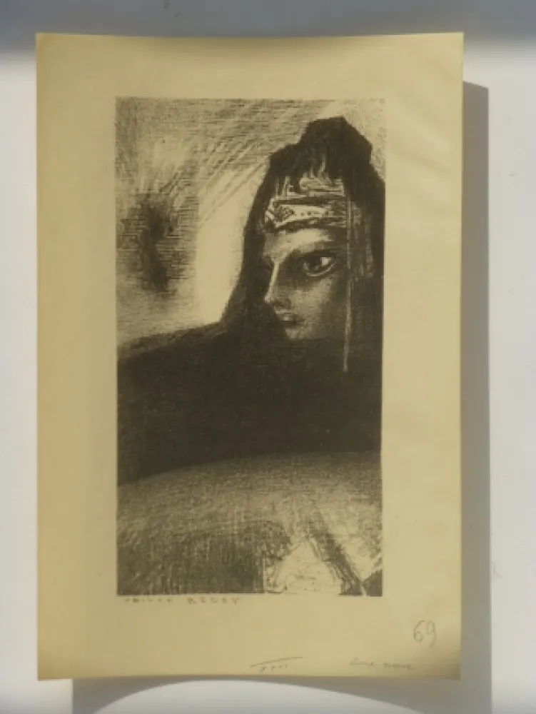 Lithograph Redon - Cime noire