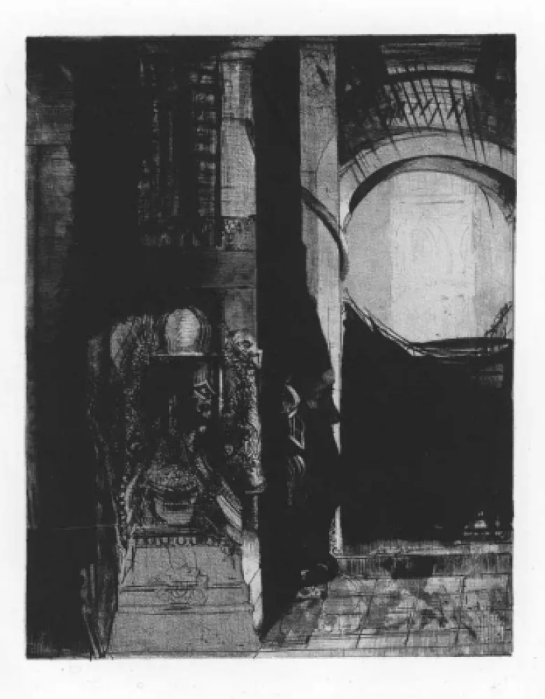Lithograph Redon - Et partout ce sont des colonnes de basalte...
