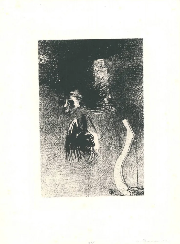Lithograph Redon - La damnation de l'artiste