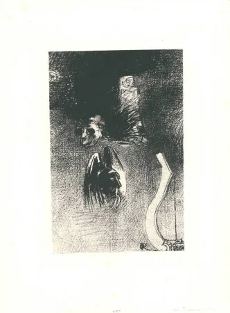 Lithograph Redon - La damnation de l'artiste