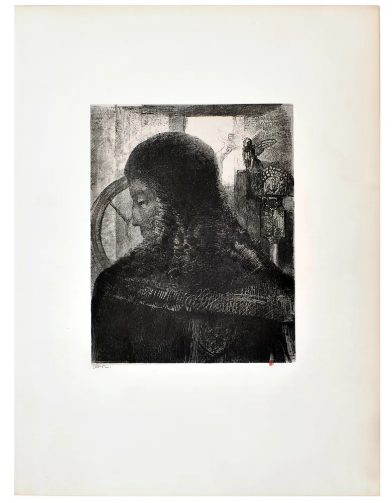 Lithograph Redon - La Méditation