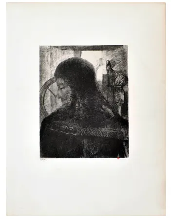 Lithograph Redon - La Méditation