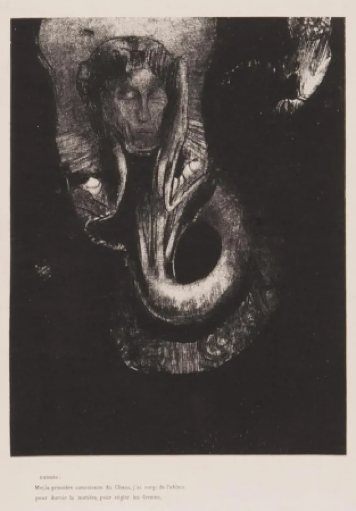 Lithograph Redon - Oannès : moi, la première conscience du chaos...