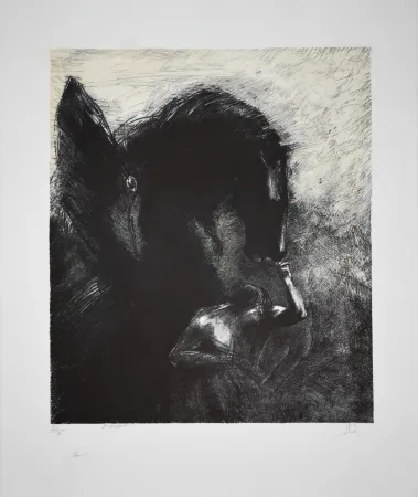 Lithograph Redon - Pégase Captif / Captive Pegasus 1889