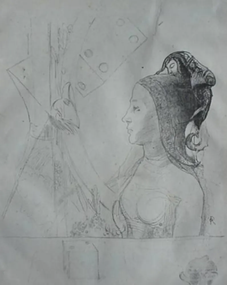 Lithograph Redon - Planche d'essai 