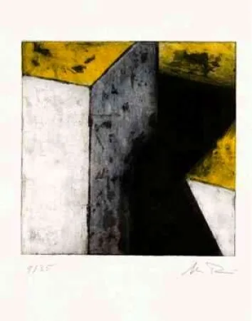 Engraving Rein - Ohne Titel (weiß, blau, gelb, schwarz)   