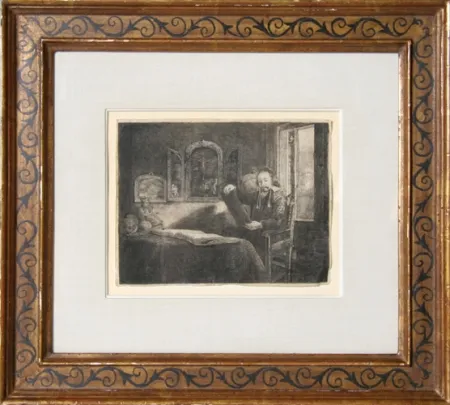 Etching Rembrandt - Abraham Francen, apothecary