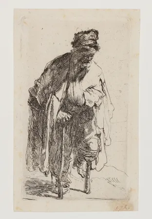 Etching Rembrandt - Beggar with a wooden Leg