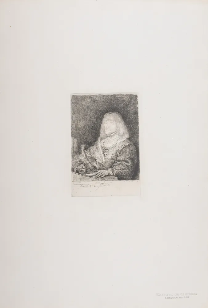 Rotogravure Rembrandt - Homme avec chaine et croix