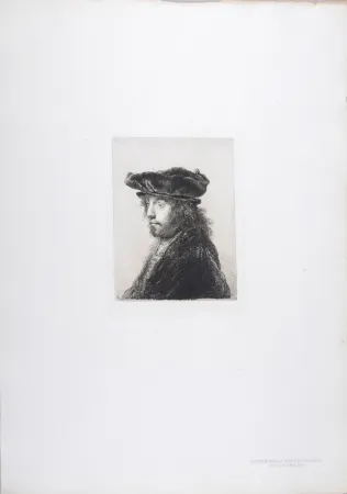 Rotogravure Rembrandt - Jeune homme à toque de velours