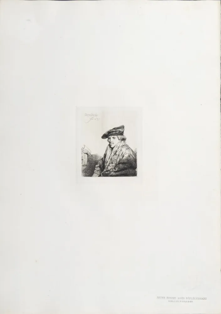 Rotogravure Rembrandt - Jeune Homme assis réfléchissant