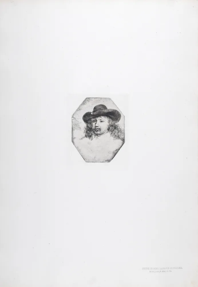 Rotogravure Rembrandt - Jeune homme dans un octogone