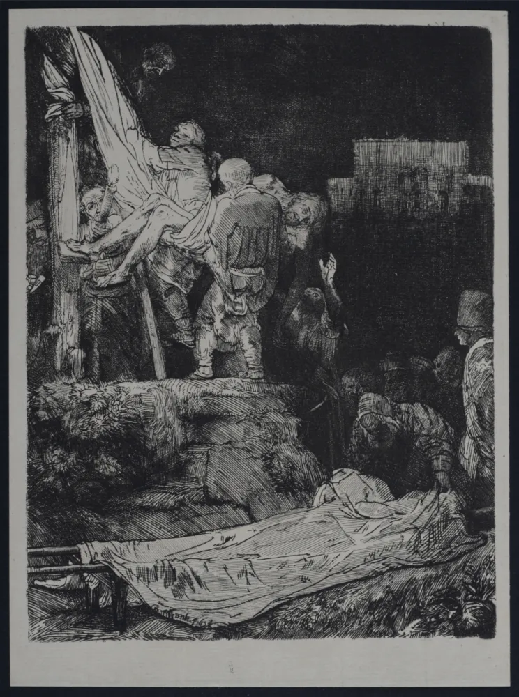 Rotogravure Rembrandt - La descente de croix aux flambeaux