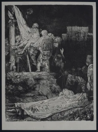 Rotogravure Rembrandt - La descente de croix aux flambeaux