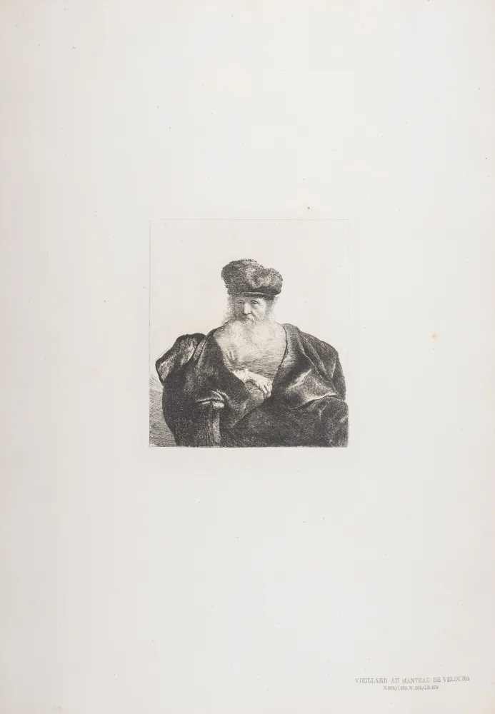 Rotogravure Rembrandt - Vieillard au manteau de velours