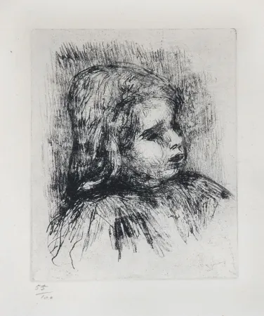 Etching Renoir - Claude Renoir, de Trois-Quarts à Droite (Claude Renoir, Three-Quarters to the Right), 1908