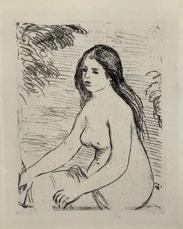 Engraving Renoir - Femme nue assise, circa 1906