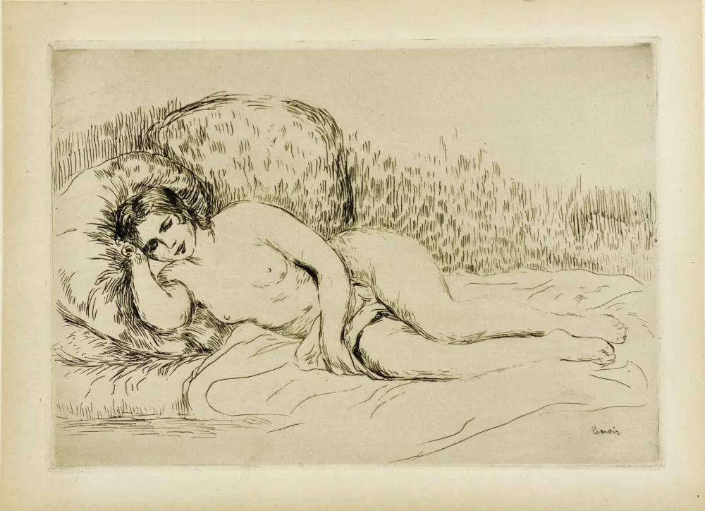 Engraving Renoir - Femme nue couchée (tournée à gauche), 1906