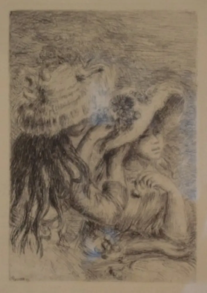 Etching Renoir - Le Chapeau Épinglé. La Fille de Berthe Morisot et sa Cousine.
