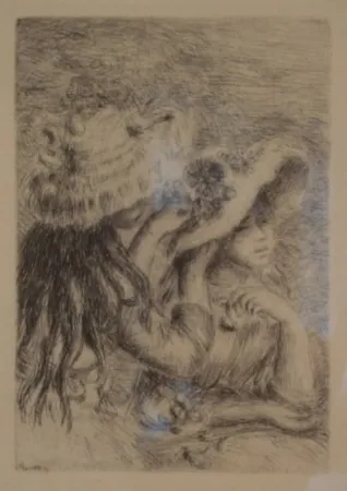 Etching Renoir - Le Chapeau Épinglé. La Fille de Berthe Morisot et sa Cousine.