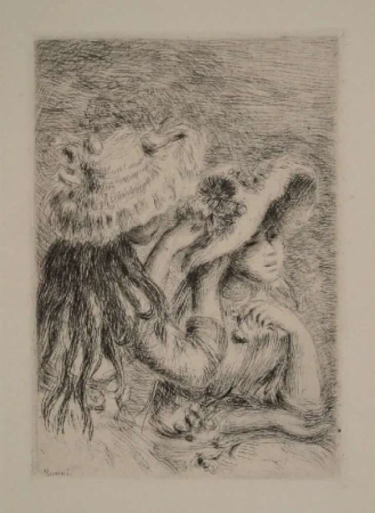 Etching Renoir - Le Chapeau Épinglé. La Fille de Berthe Morisot et sa Cousine