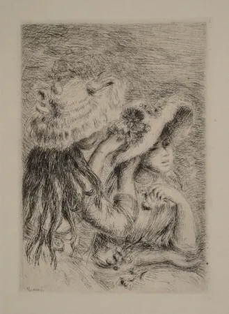Etching Renoir - Le Chapeau Épinglé. La Fille de Berthe Morisot et sa Cousine