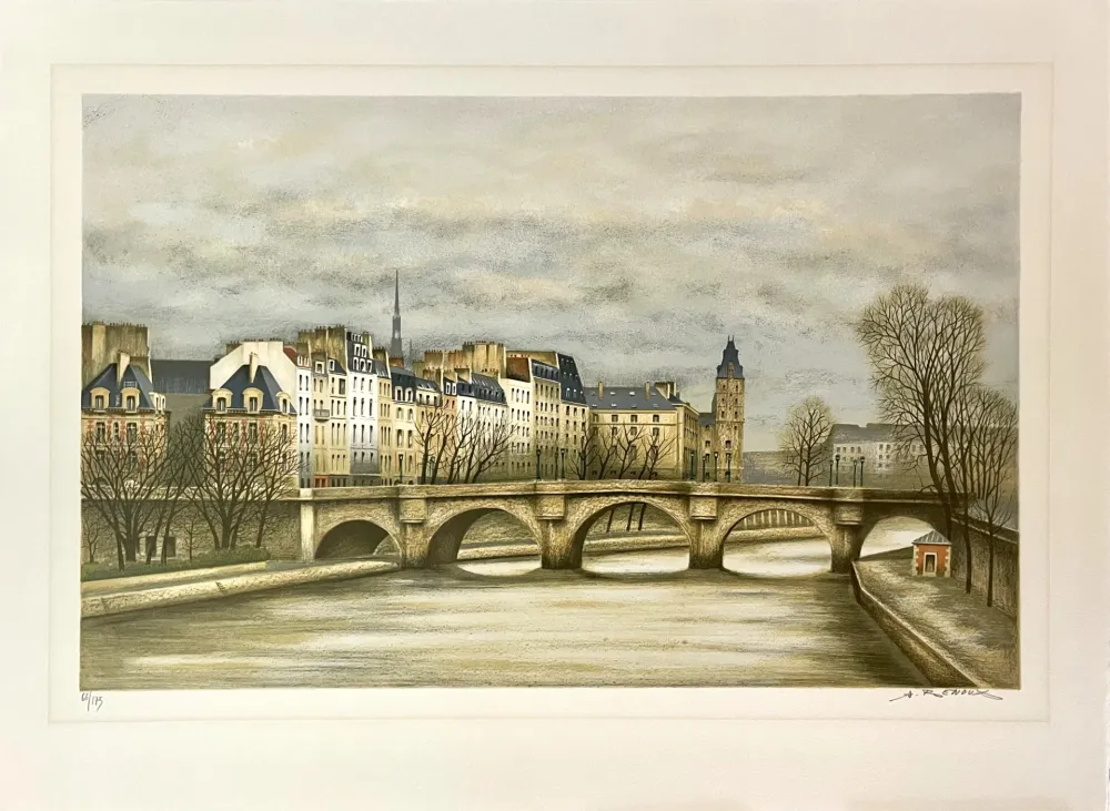 Lithograph Renoux - Le Pont-Neuf
