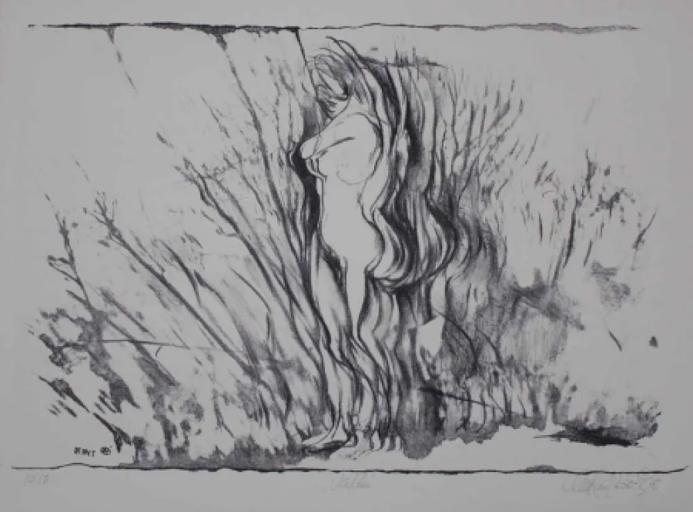 Lithograph Rickert - Mädchen