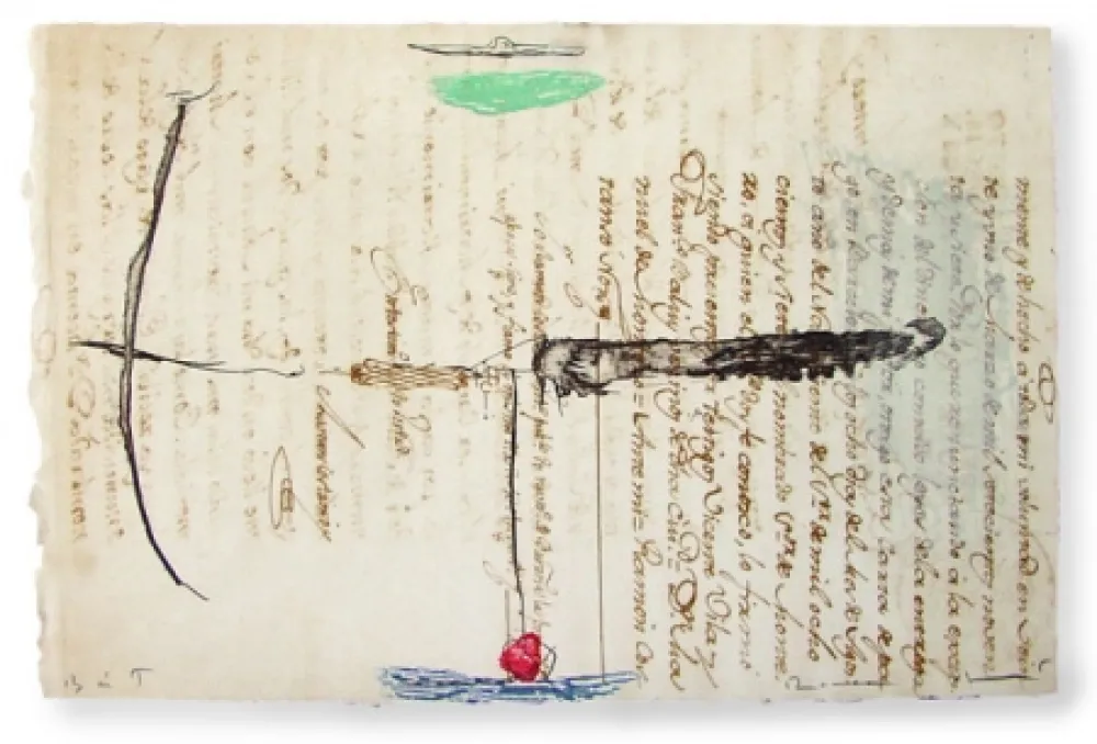 Etching And Aquatint Riera I Arago - Airplane with Red Tail