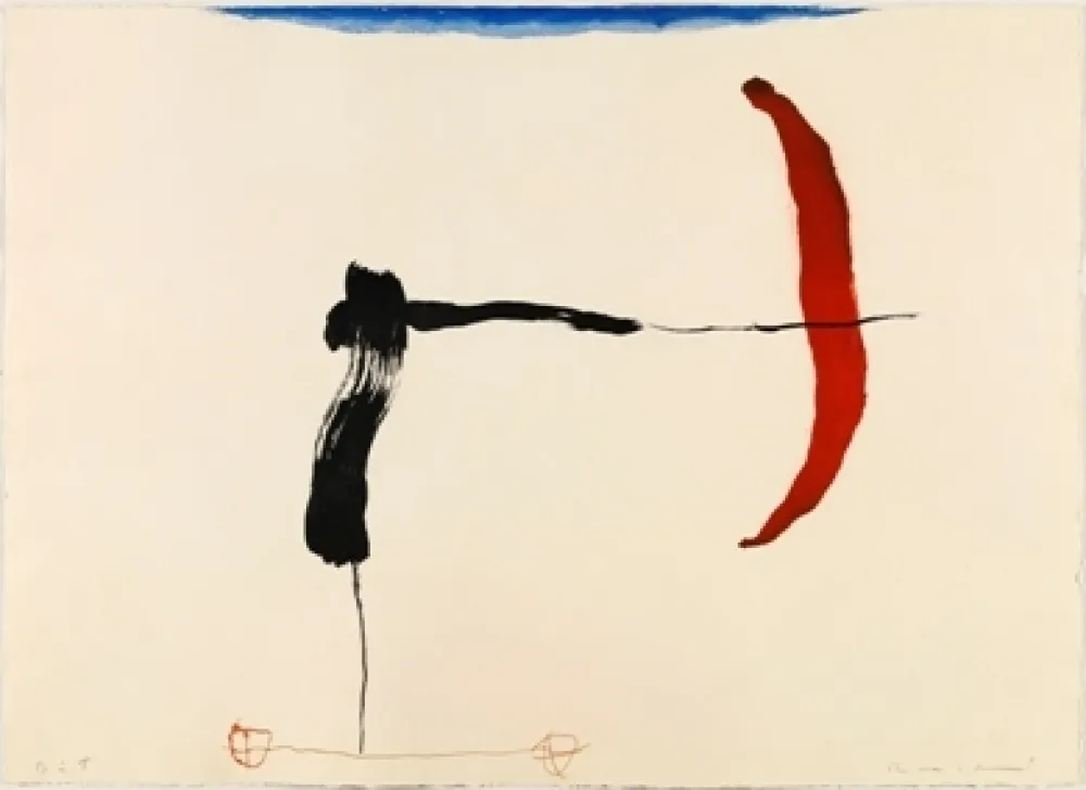 Etching Riera I Aragó - Avión negro y rojo en ángulo 