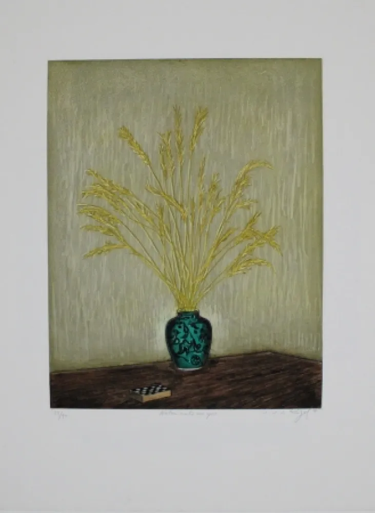 Etching Rigal J.j.j. - Nature morte aux ejos