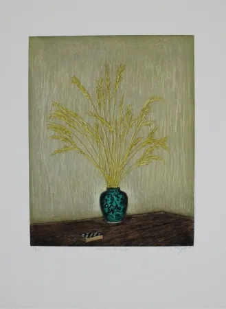 Etching Rigal J.j.j. - Nature morte aux ejos