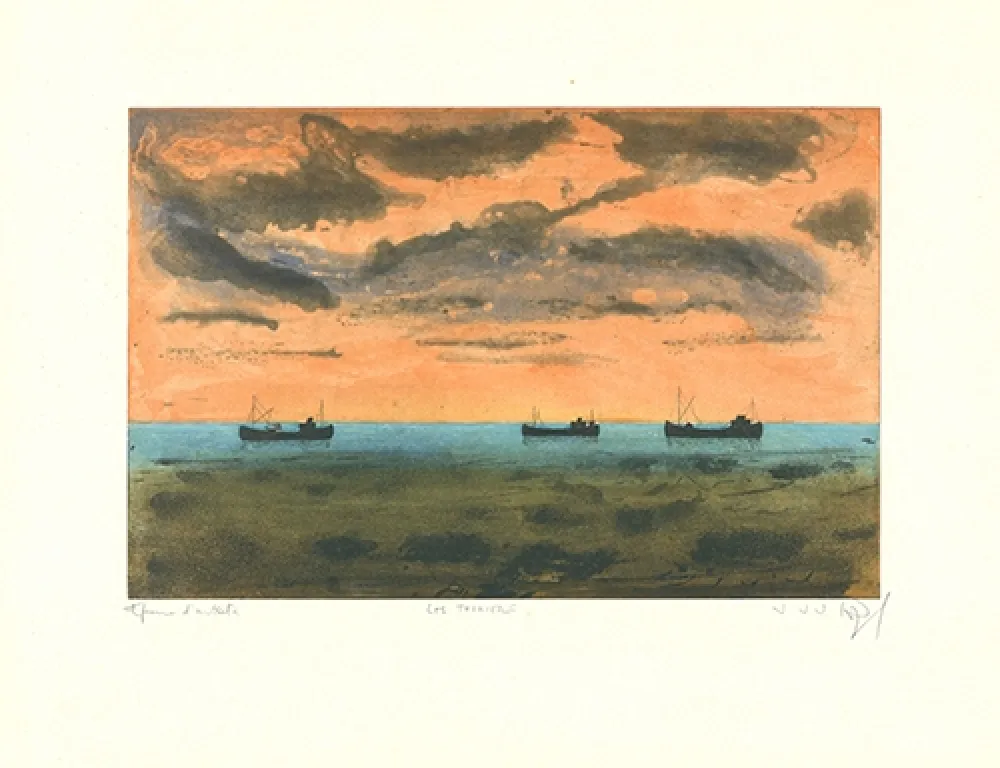 Etching And Aquatint Rigal J.j.j. - Thonniers au large de Rosas