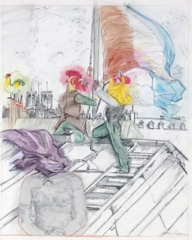 Lithograph Rivers - Raising the Flag