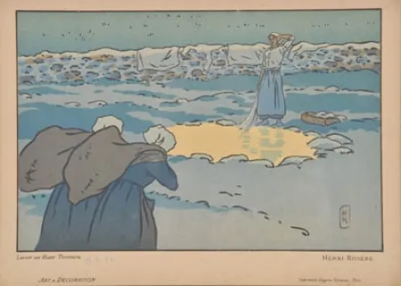 Lithograph Riviere - Lavoir au Haut-Trestraou