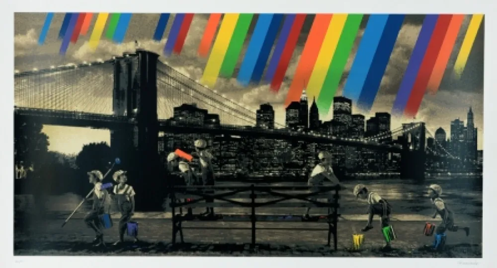 Screenprint Roamcouch - Brooklyn Bridge - Sepia