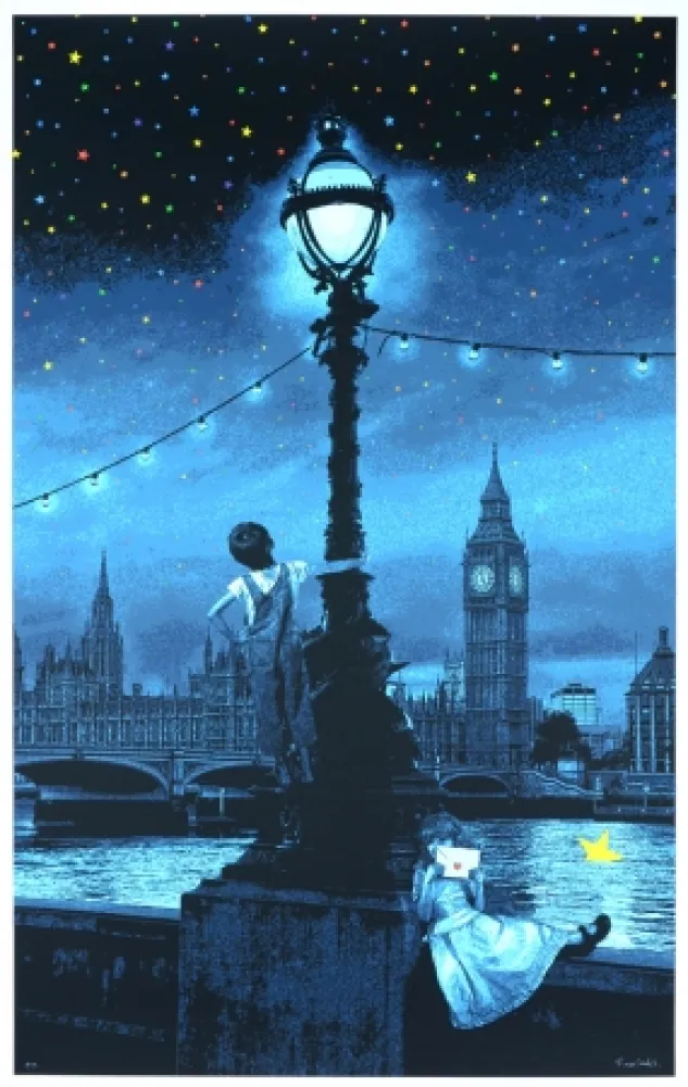 Screenprint Roamcouch - When you wish upon a star - London (blue edition)