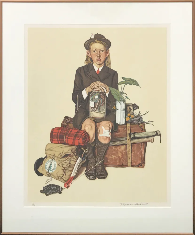 Lithograph Rockwell  - HOME FROM CAMP