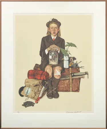 Lithograph Rockwell  - HOME FROM CAMP