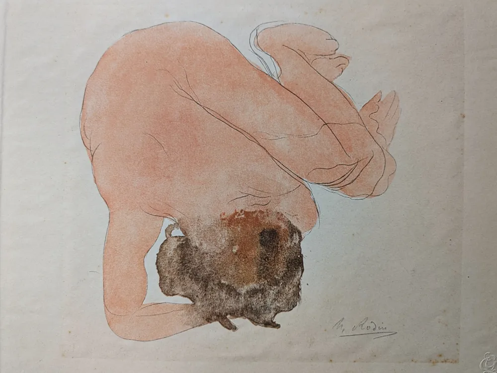 Lithograph Rodin - Auguste RODIN - Nude, 1920 - Twelve Watercolours of Auguste Rodin, 1920