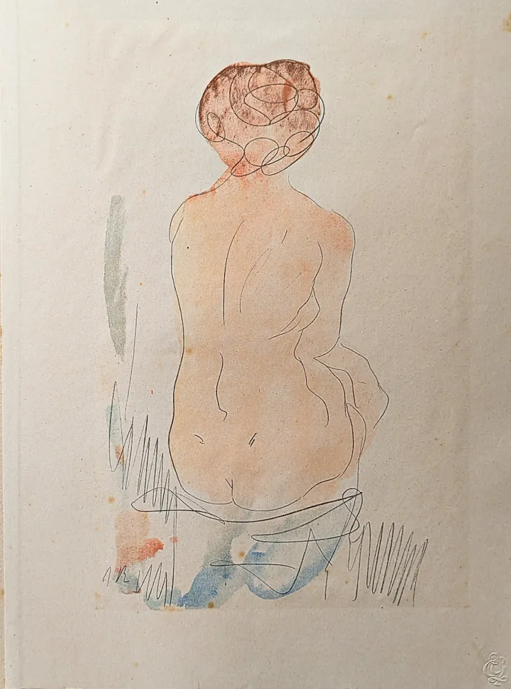 Lithograph Rodin - Auguste RODIN, Nude 2, 1920, Twelve Watercolours of Auguste Rodin, 1920