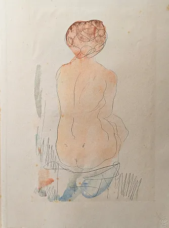 Lithograph Rodin - Auguste RODIN, Nude 2, 1920, Twelve Watercolours of Auguste Rodin, 1920