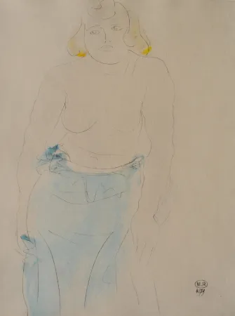 Etching Rodin - Belle femme aux seins nus