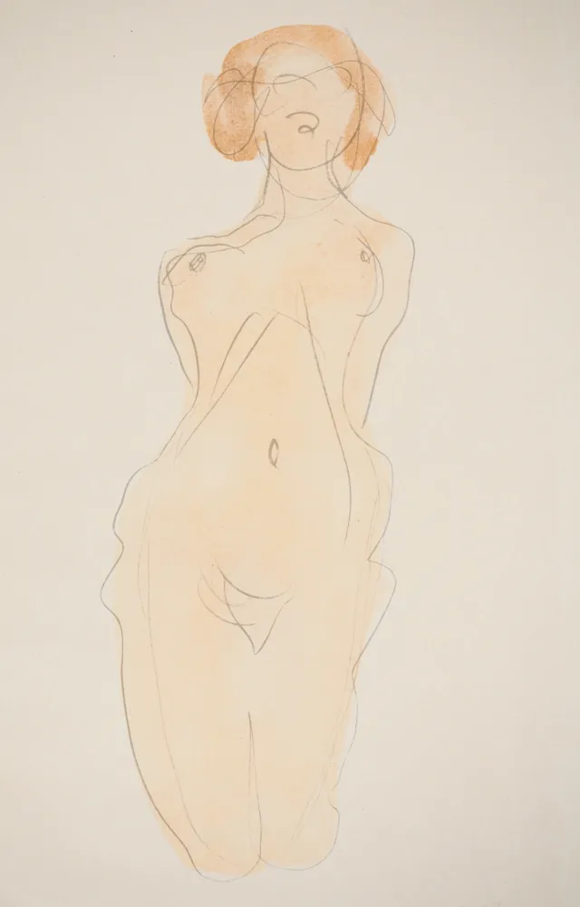 Lithograph Rodin - Jeune femme nue posant