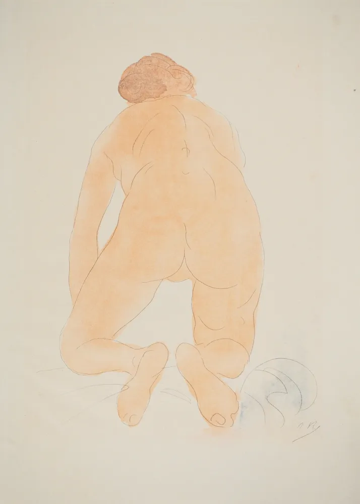 Lithograph Rodin - Nu accroupi