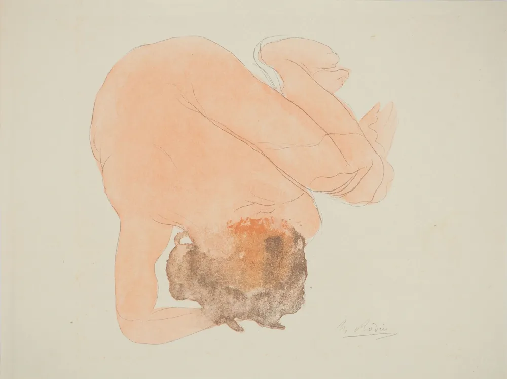 Lithograph Rodin - Nu assoupi