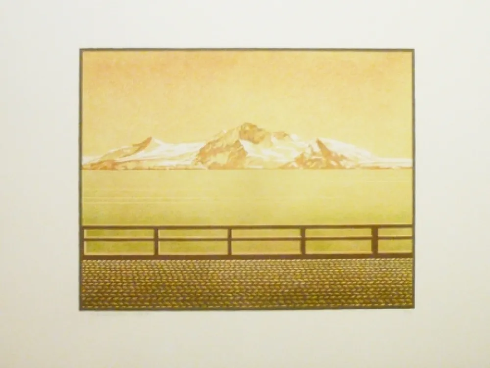 Lithograph Rodrigo - Las grandes montanas por las que el agua desciende
